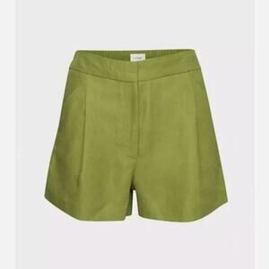 Aritzia Wilfred Succulent Green Elastic Waist Fable Linen Shorts